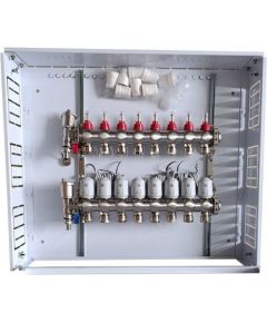 Hismart Heating Manifold 8 Loops with Thermal Actuators NC AC230V and Flow Meters Viedie slēdži