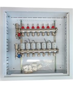 Hismart Heating Manifold 7 Loops with Thermal Actuators NC AC230V and Flow Meters Viedie slēdži