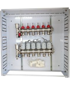 Hismart Heating Manifold 6 Loops with Thermal Actuators NC AC230V and Flow Meters Viedie slēdži