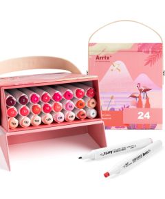 Double-sided Marker Pens ARRTX Alp, 24 Colours, red tone shade
