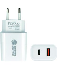Extradigital Charger EXTRA DIGITAL USB 3.0+ Type C: 220V, 20W, QC3.0+ PD