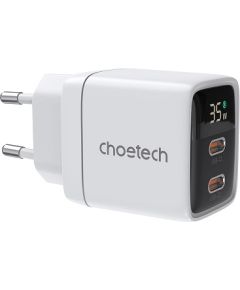 Зарядное устройство CHOETECH GaN 2xUSB Type-C: 35 Вт, PD