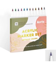 Acrylic Marker Pens ARRTX, 12 Metallic Colors