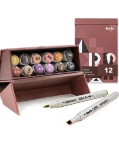 Double-sided Marker Pens ARRTX  Oros, 12 Colours, earth tone shade