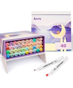 Double-sided Marker Pens ARRTX Alp, 40 Colours, pastel tone shade
