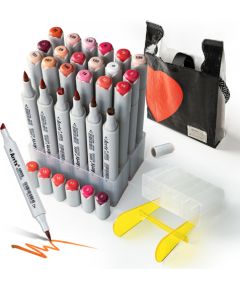 Double-sided Marker Pens ARRTX Oros, 24 Colours, red tone shade