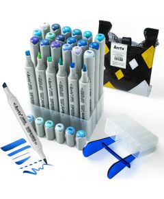 Double-sided Marker Pens ARRTX Oros, 24 Colours, blue tone shade