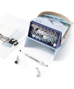 Double-sided Marker Pens ARRTX Alp, 32 Colours, grey tone shade
