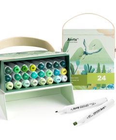 Double-sided Marker Pens ARRTX Alp, 24 Colours, green tone shade