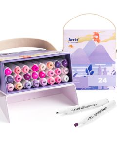 Double-sided Marker Pens ARRTX Alp, 24 Colours, purple tone shade