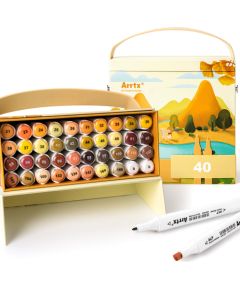 Double-sided Marker Pens ARRTX Alp, 40 Colours, yellow shade