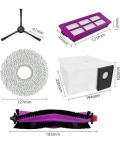 Midea V15 Spare Parts kit: 1x Side Brush, 2x Mop Pad, 1x Roller Brush, 1x Filter, 1x Dust Bag Citi piederumi