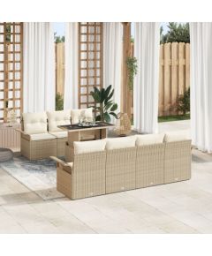 vidaXL 8 Częściowy Zestaw Sof Ogrodowych Z Poduszkami Beżowy Polirattan Dārza mēbeļu komplekti