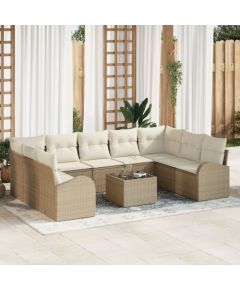 vidaXL Zestaw 10 Częściowej Sofy Ogrodowej z Poduszkami Brązowy Rattan PE Dārza mēbeļu komplekti