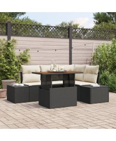 vidaXL 5-częściowy zestaw sof ogrodowych  z poduszkami Czarny Rattan Dārza mēbeļu komplekti