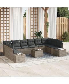 vidaXL Zestaw sof ogrodowych  - 10 elementów z poduszkami Czarny polirattan Dārza mēbeļu komplekti