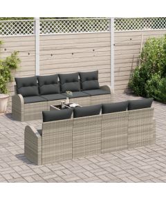 vidaXL 9-elementowy zestaw sof ogrodowych z poduszkami jasnoszary polirattan Dārza mēbeļu komplekti