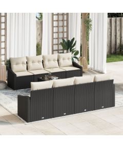 vidaXL 7-częściowy zestaw sof ogrodowych z poduszkami czarny polirattan Dārza mēbeļu komplekti