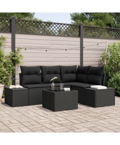 vidaXL Zestaw Sofowy Ogrodowy  5 Częściowy z Beżowymi Poduszkami z Polirattanu Dārza mēbeļu komplekti