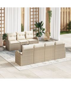 vidaXL Zestaw kanap ogrodowych  8 części z poduszkami Beżowy Polirattan Dārza mēbeļu komplekti