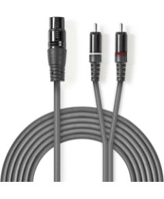 Kabelis Nedis XLR F - 2x RCA M 1.5m Dažādi vadi