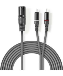 Kabelis Nedis XLR M - 2x RCA M 3m Dažādi vadi