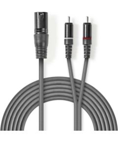 Kabelis Nedis XLR M - 2x RCA M 1.5m Dažādi vadi