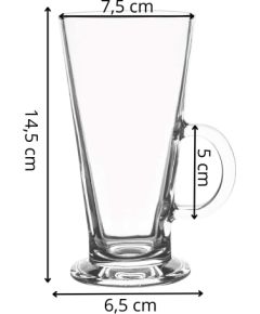 Glāzes lattei, deserti ar rokturi Springos HA7496 280 ml komplektā 6 gab. Glāzes un karafes