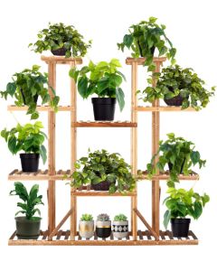 Koka puķu statīvs Springos 119 cm puķu statīvs ar 9 plauktiem Plaukti  