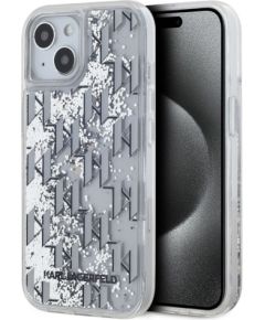 Karl Lagerfeld Apple  Karl Lagerfeld Liquid Glitter Monogram Gradient Case for iPhone 15 White Neoriģinālie Maciņi