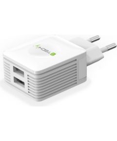 Techly Two ports USB charger 230V -> 2x USB 5V 2.1A & 2.1A white