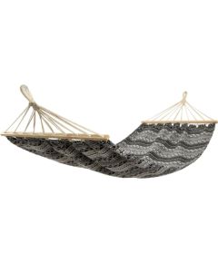 Royokamp Dārza šūpuļtīkls diviem cilvēkiem 200x147 cm ar izpletņa stieni, etno, melns un balts гамаки