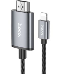 Hoco   Cable Lightning to HDMI Hoco 1080p 2 m UA27 metal gray Data USB kabeļi