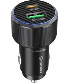 Swissten PD USB-C / USB Automašīnas Lādētājs 38W ar USB-C - USB-C Kabeli 1m Telefonu lādētāji 12v Automašīnām