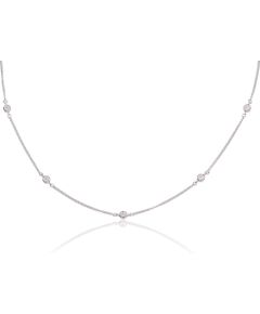 Серебряное колье #2500136(PRh-Gr)_CZ, Серебро 925°, родий (покрытие), Цирконы, длина: 42 см, 2.7 гр. Bez akmeņiem