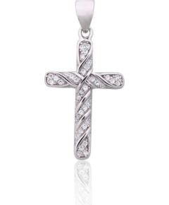 Sudraba kulons #2301956(PRh-Gr)_CZ, Sudrabs 925°, rodijs (pārklājums), Cirkoni, 1.3 gr. Krustiņi un ikonas