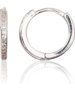 Sudraba auskari ar apaļu aizdāri #2203123(PRh-Gr)_CZ, Sudrabs 925°, rodijs (pārklājums), Cirkoni, 1.4 gr. Auskari-riņķīši