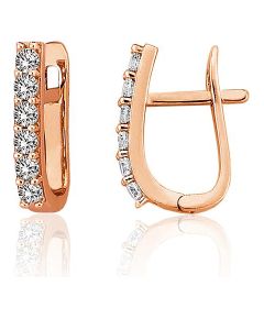 Золотые серьги на английском замке #1201789(Au-R)_CZ, Красное Золото 585°, Цирконы, 2.5 гр. Zelta auskari ar "angļu" slēdzēju