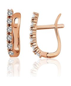 Золотые серьги на английском замке #1201788(Au-R)_CZ, Красное Золото 585°, Цирконы, 2.21 гр. Zelta auskari ar "angļu" slēdzēju