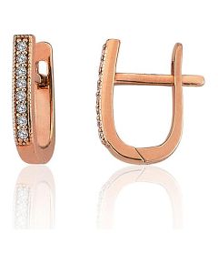 Золотые серьги на английском замке #1201785(Au-R)_CZ, Красное Золото 585°, Цирконы, 2.21 гр. Zelta auskari ar "angļu" slēdzēju