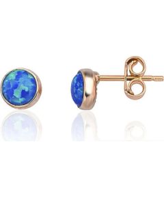 Zelta auskari-puseti #1201782(Au-R)_OP-B, Sarkanais Zelts 585°, Opalīts, 0.78 gr. Puseti klasiskie