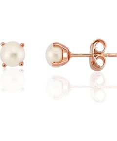 Zelta auskari-puseti #1201781(Au-R)_PE, Sarkanais Zelts 585°, Pērles, 1.11 gr. Puseti klasiskie