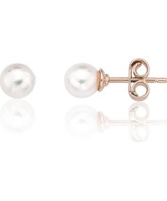 Zelta auskari-puseti #1201780(Au-R)_PE, Sarkanais Zelts 585°, Pērles, 0.76 gr. Puseti klasiskie