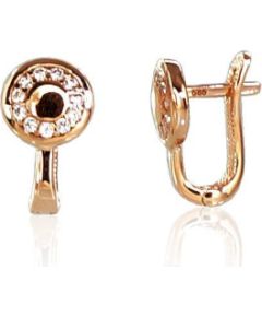 Золотые серьги на английском замке #1200555(Au-R)_CZ, Красное Золото 585°, Цирконы, 1.58 гр. Zelta auskari ar "angļu" slēdzēju