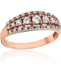 Zelta gredzens #1101253(Au-R)_CZ, Sarkanais Zelts 585°, Cirkoni, Izmērs: 19, 2.8 gr. Sieviešu