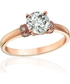 Zelta gredzens #1101251(Au-R)_CZ, Sarkanais Zelts 585°, Cirkoni, Izmērs: 19, 2.67 gr. Saderināšanās gredzeni