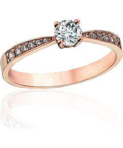 Zelta gredzens #1101250(Au-R)_CZ, Sarkanais Zelts 585°, Cirkoni, Izmērs: 18, 1.97 gr. Saderināšanās gredzeni