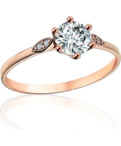 Zelta gredzens #1101249(Au-R)_CZ, Sarkanais Zelts 585°, Cirkoni, Izmērs: 19.5, 1.79 gr. Saderināšanās gredzeni