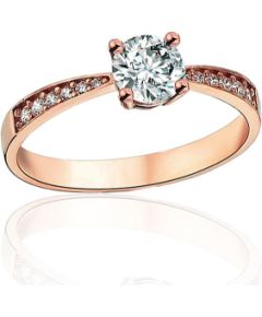 Zelta gredzens #1101248(Au-R)_CZ, Sarkanais Zelts 585°, Cirkoni, Izmērs: 20.5, 2.23 gr. Saderināšanās gredzeni