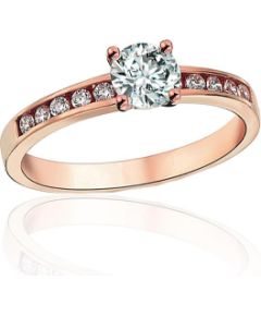 Zelta gredzens #1101247(Au-R)_CZ, Sarkanais Zelts 585°, Cirkoni, Izmērs: 19, 2.3 gr. Saderināšanās gredzeni